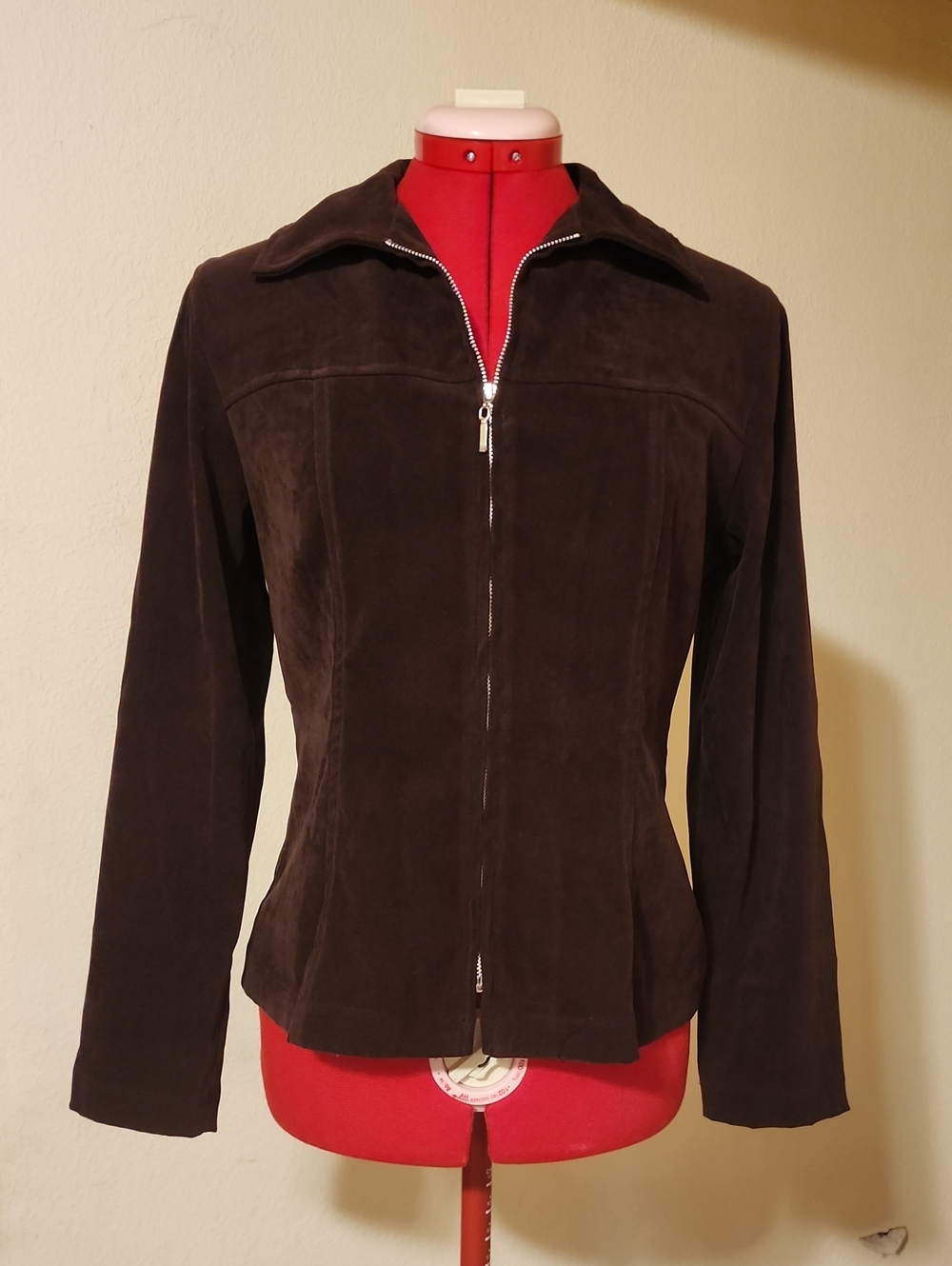 Harlow Petite Chocolate Brown Faux Suede Zip Up Shirt Jacket - PM